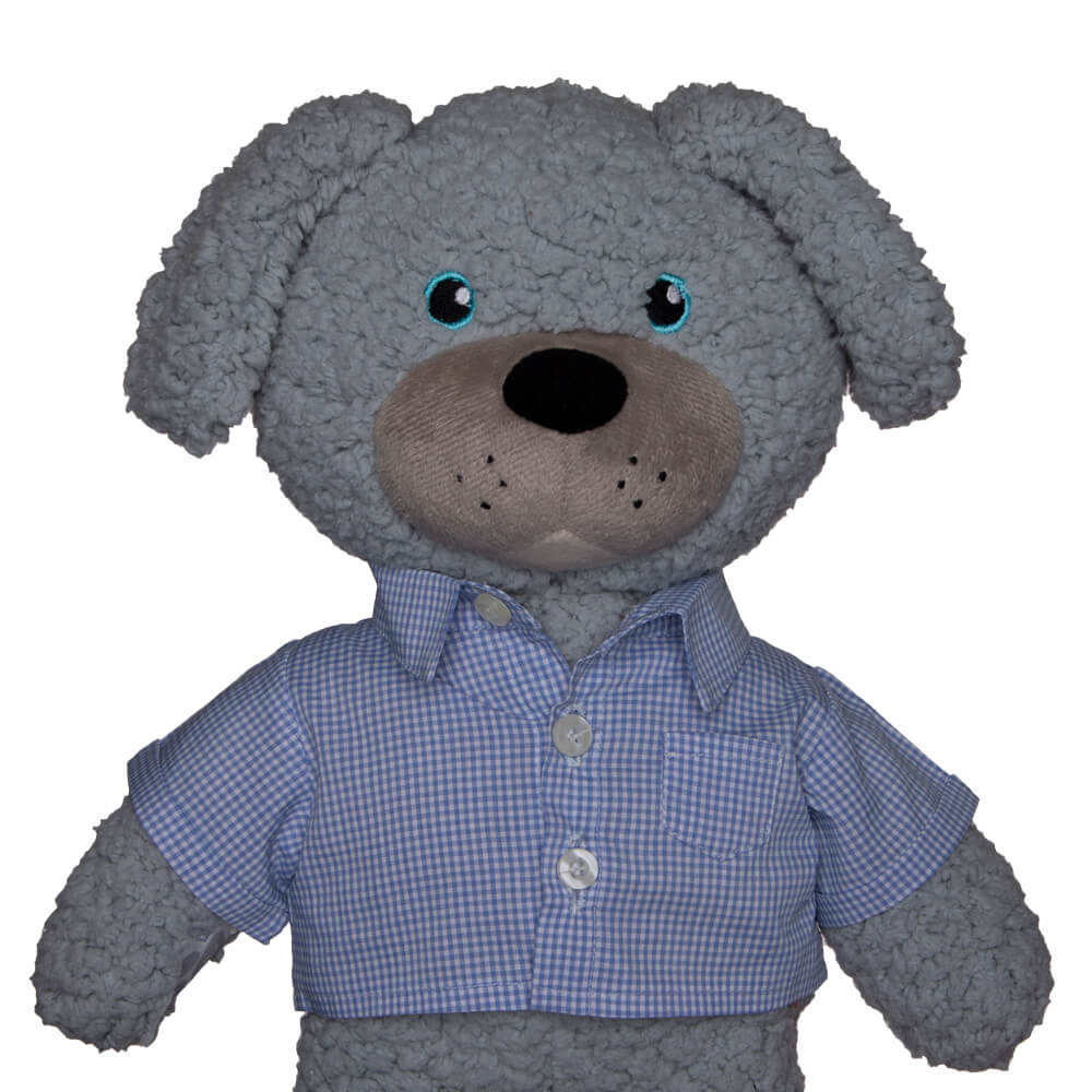 بلوز عروسک چهارخونه آبی روشن