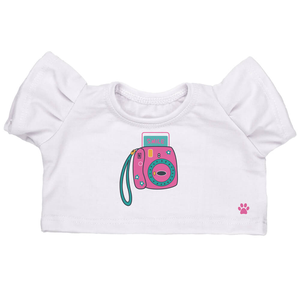 تیشرت دخترونه سفید مدل CAMERA